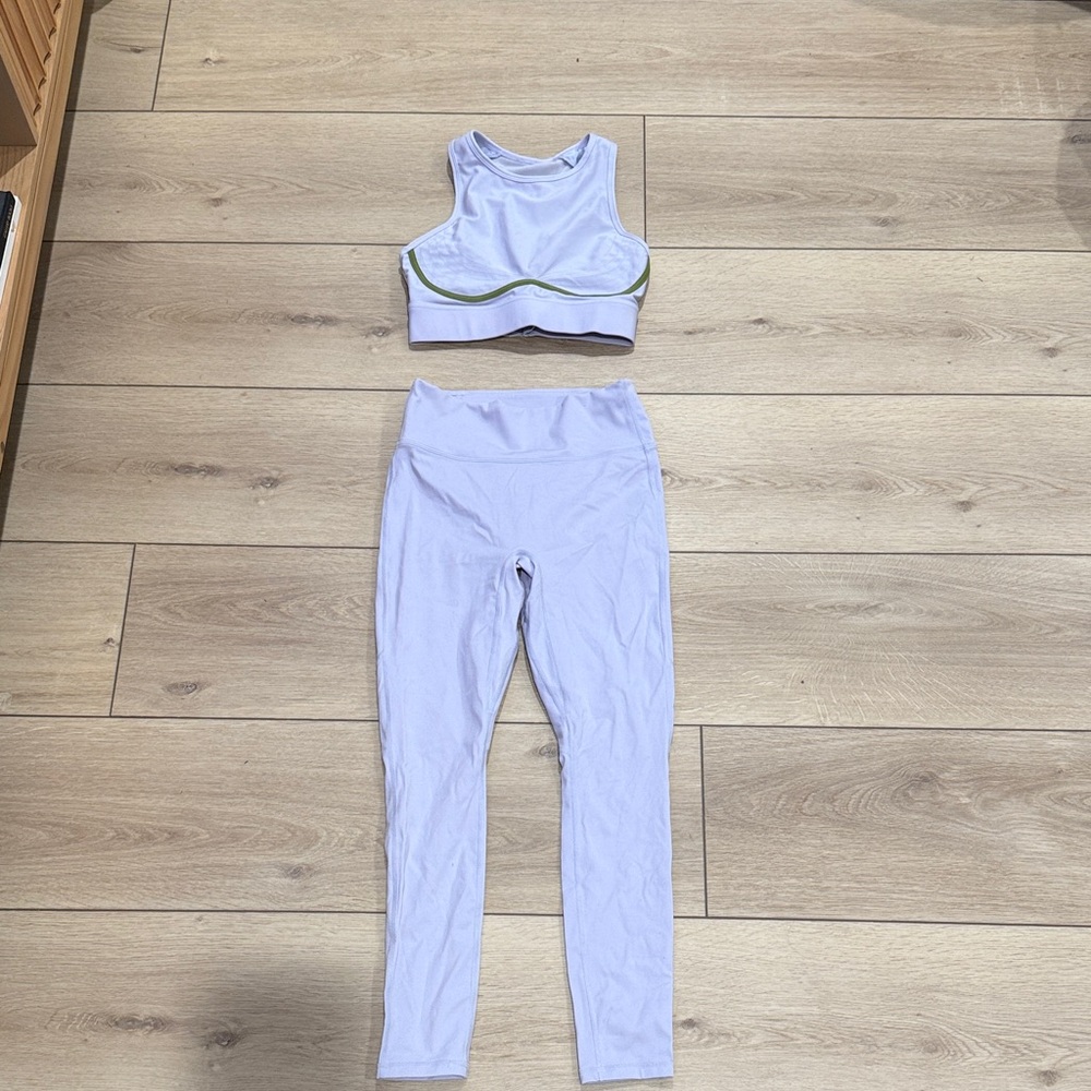 Fabletics Lavender Active Crop Top and High-Rise Leggings